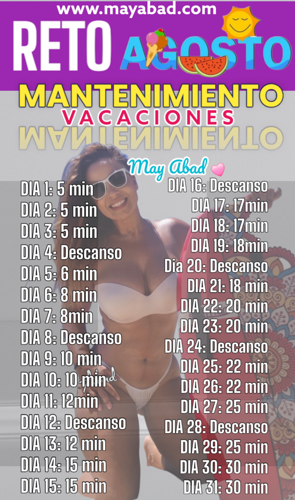 Calendario AGOSTO + Reto MANTENIMIENTO VACACIONES